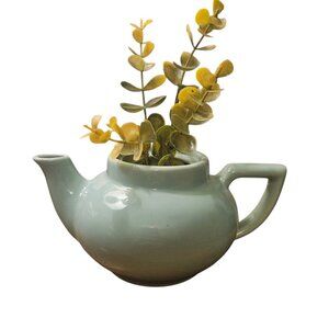Vintage Tiffany Blue MCM Hall Teapot - No Lid - Repurposed as planter!!! EUC!!!!